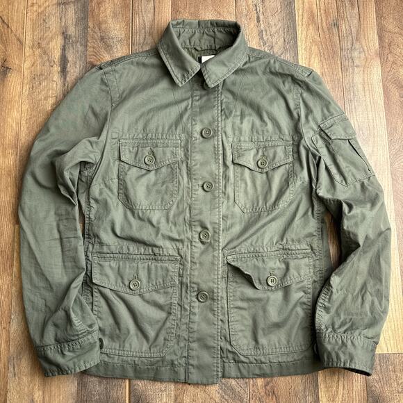 J Crew Jacket Women's Small Green Field Utility Military Pockets Button Up 6280 - Picture 1 of 11